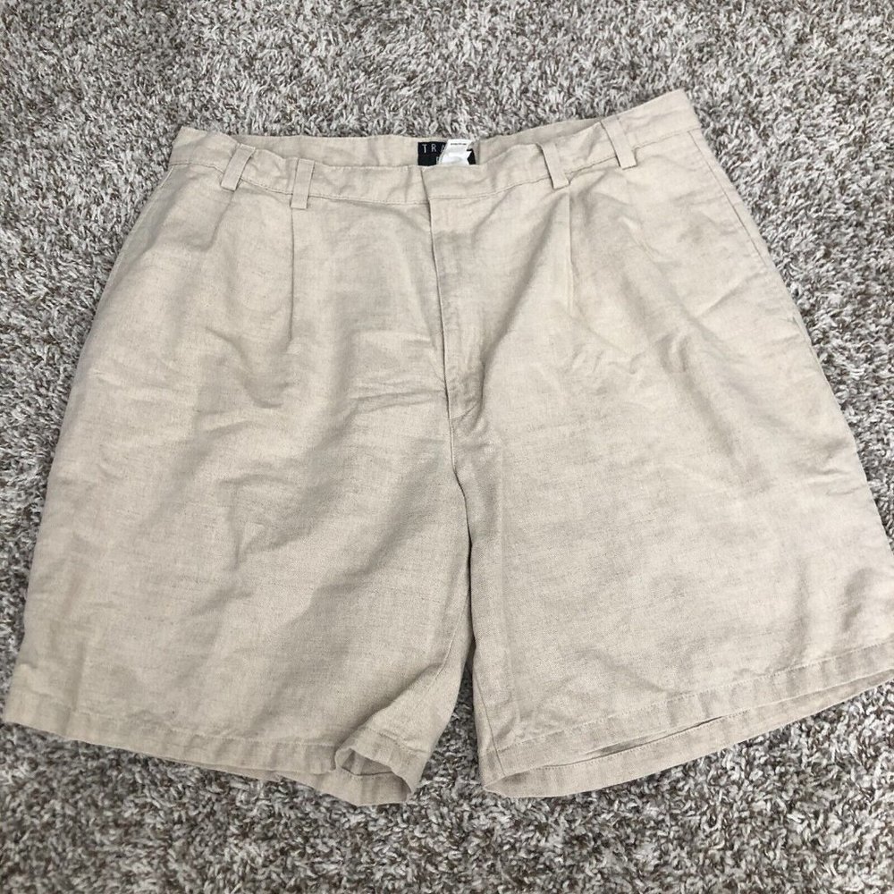 Trader Bay Mens Casual Dress Shorts Size 36 Linen/cotton Blend Pockets